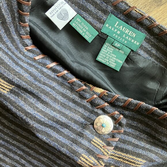 Vintage Lauren Ralph Lauren Southwest Wool Wrap Size 4P Skirt - Picture 5 of 9